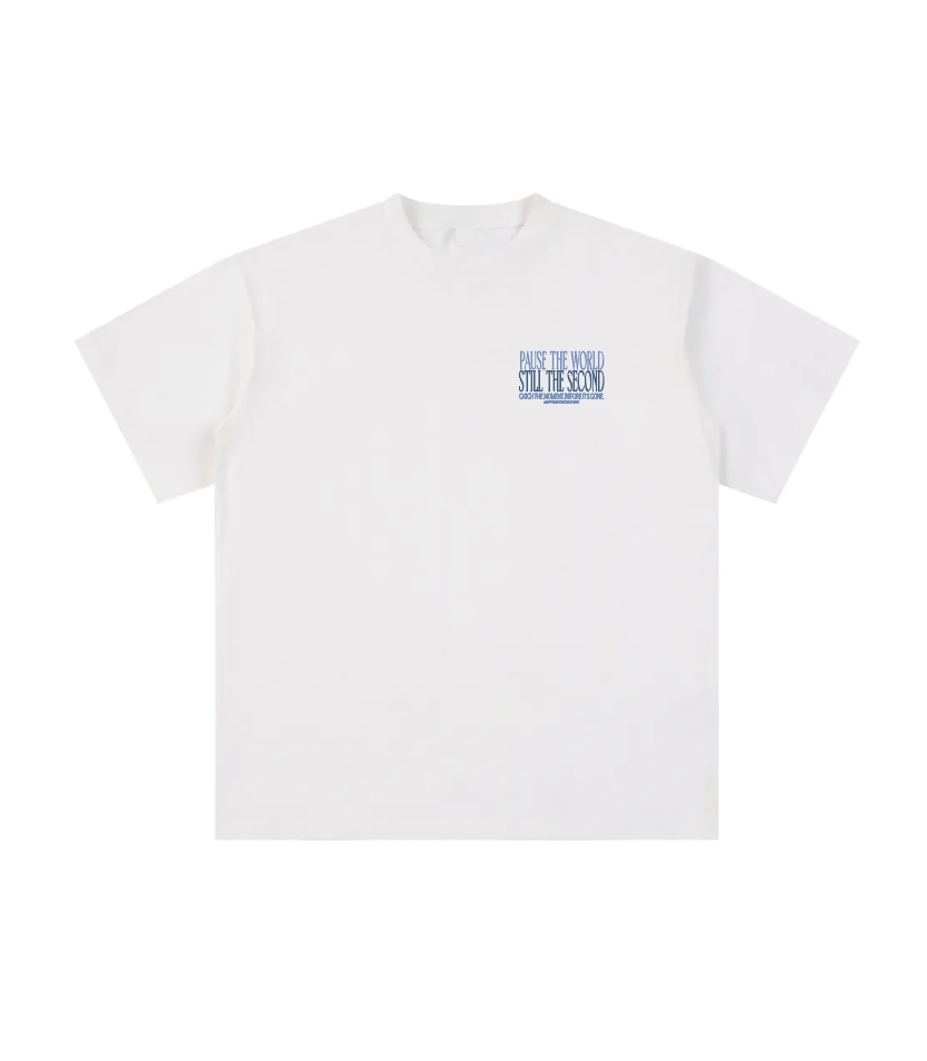 pause the world white tee