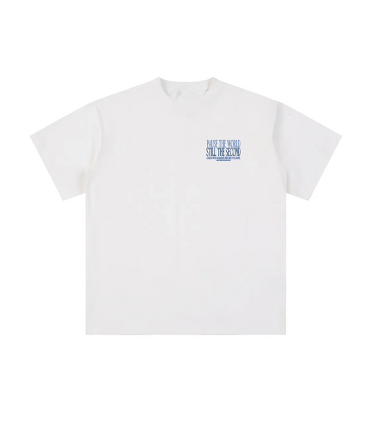 pause the world white tee