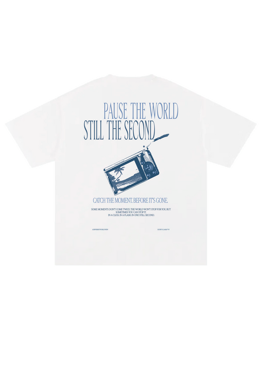 pause the world white tee