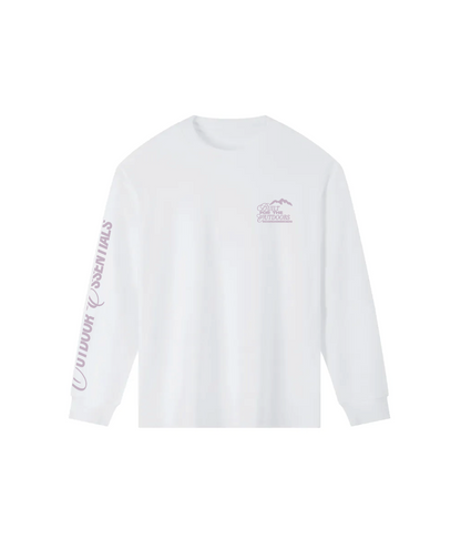 BUILT FOR THE OUTDOORS WHITE TEE IN MAUVE