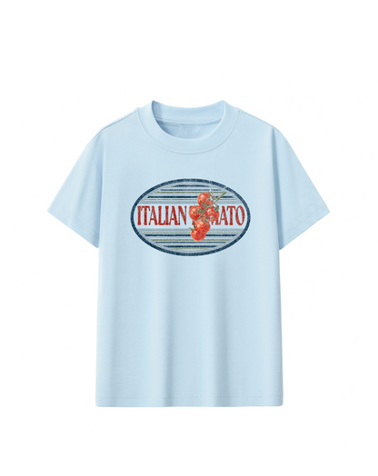 italian tomato blue baby tee