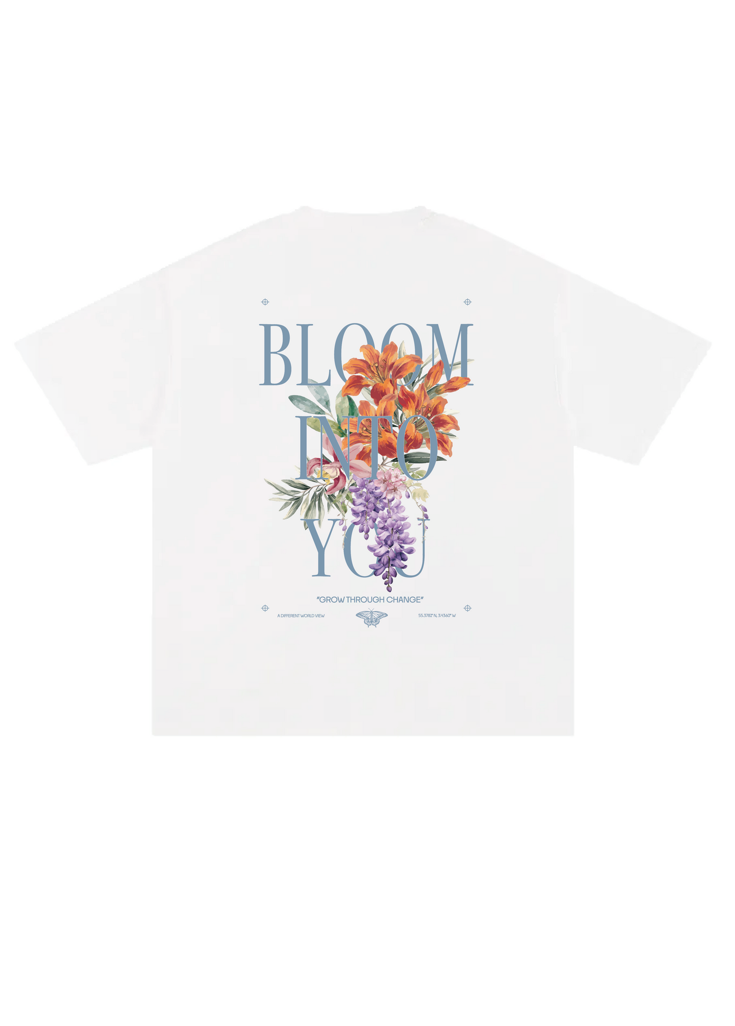 bloom into you white tee