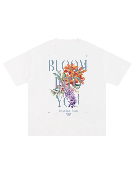 bloom into you white tee